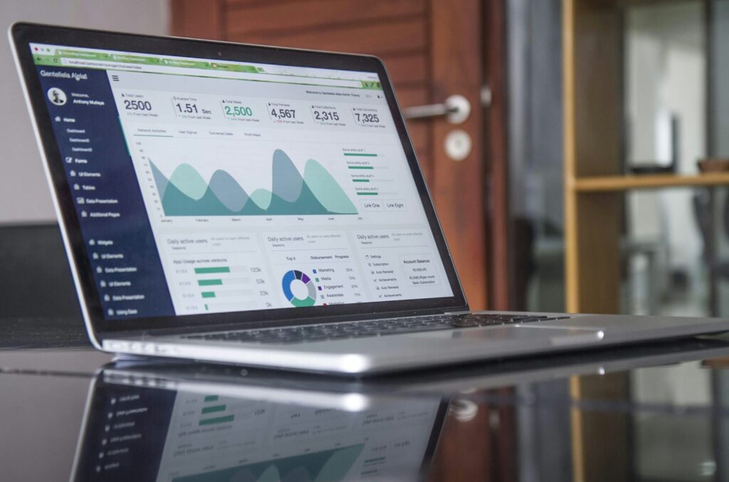 Laptop showcasing marketing services strategy