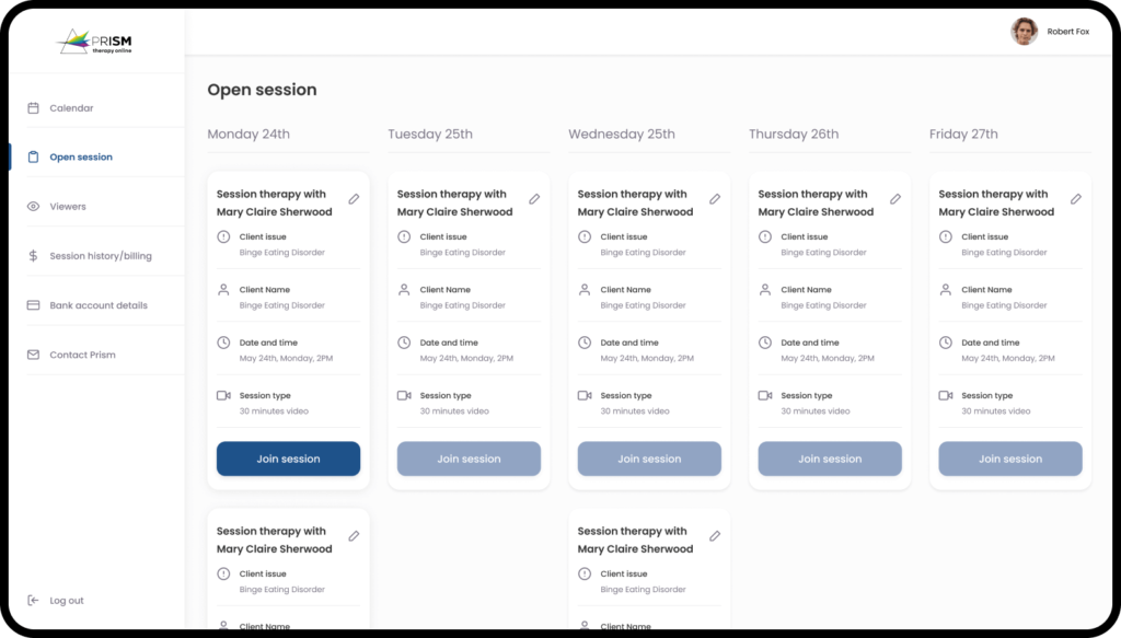 Ipad showcasing Prism therapy web app
