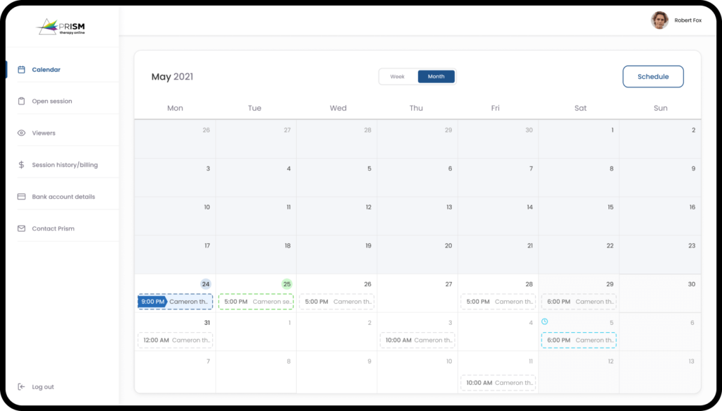 Ipad showcasing Prism therapy web app