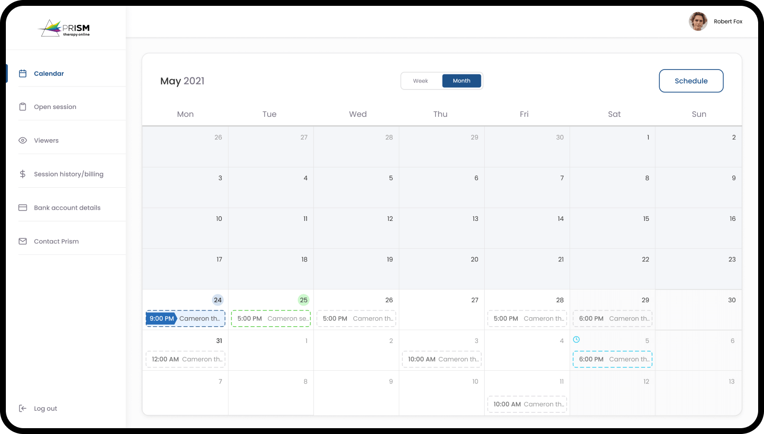 Ipad showcasing Prism therapy web app