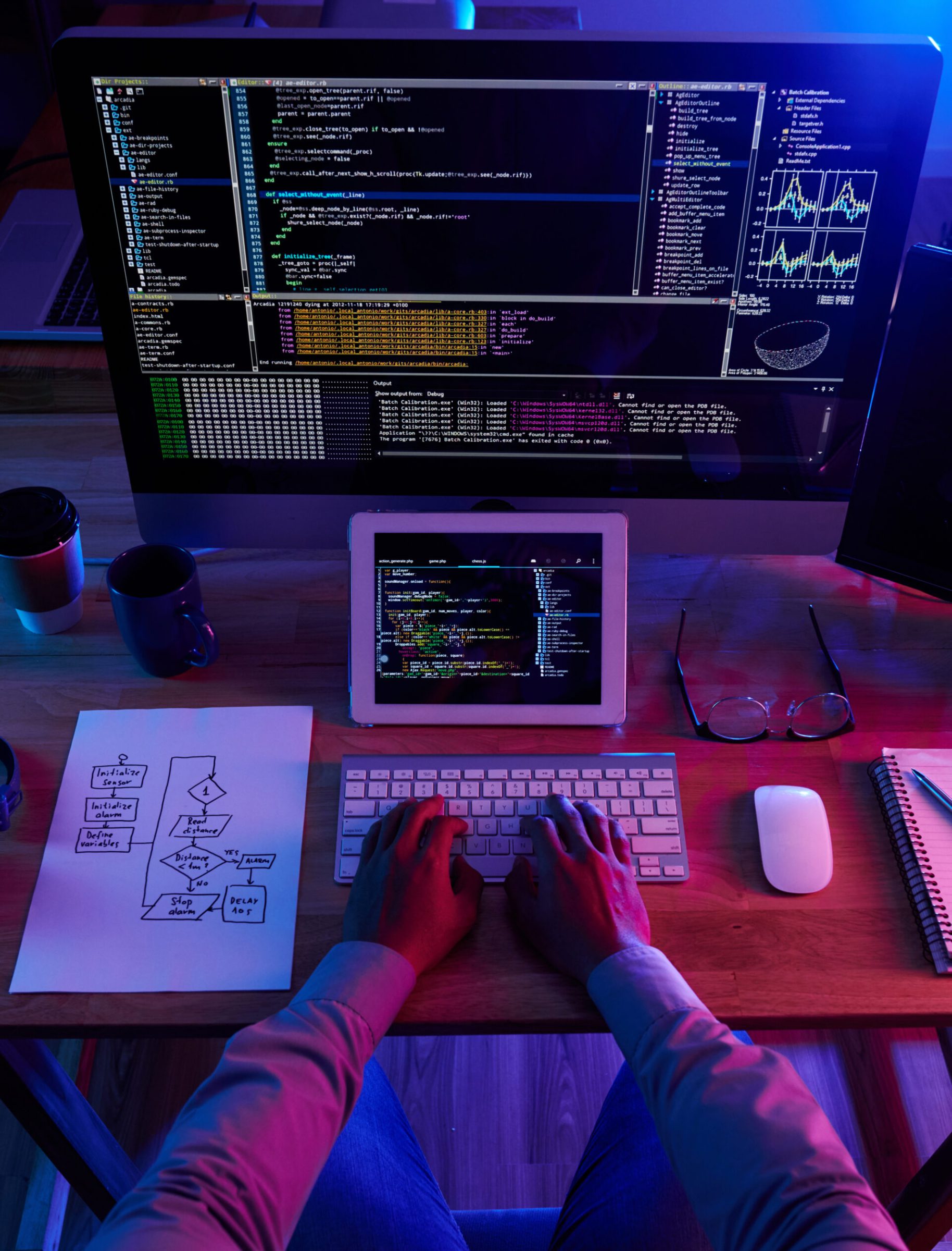 Developer following scheme when programming at his workplace